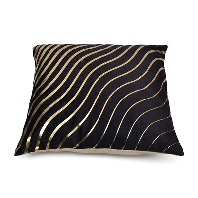Abstract Polyester 16" x 16" Cushion Cover (Black & Gold)