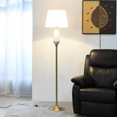 Marbela Fabric Shade Metal Base Floor Lamp 163. 5 cm (White & Gold)