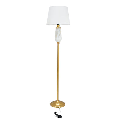 Marbela Fabric Shade Metal Base Floor Lamp 163. 5 cm (White & Gold)