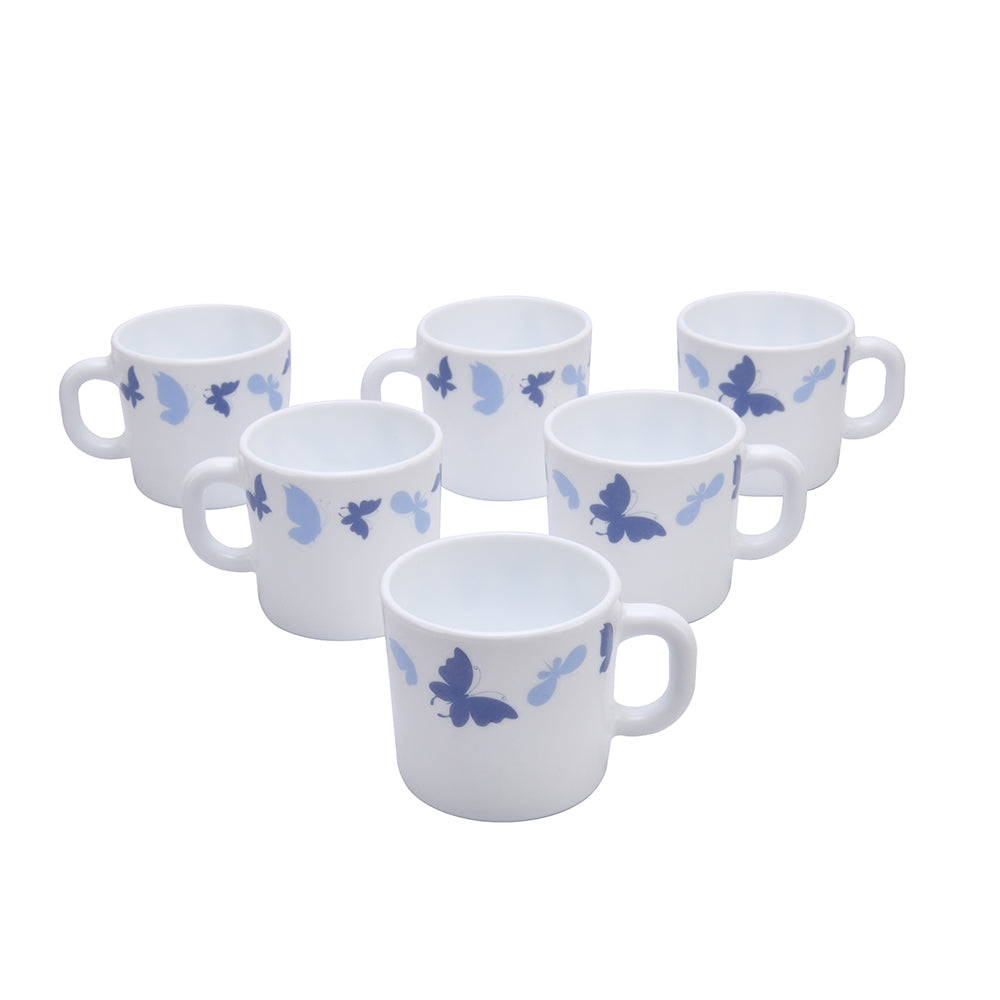 Arias Dazzling Wings Coffee Mugs Set of 6 (180 ml, White)
