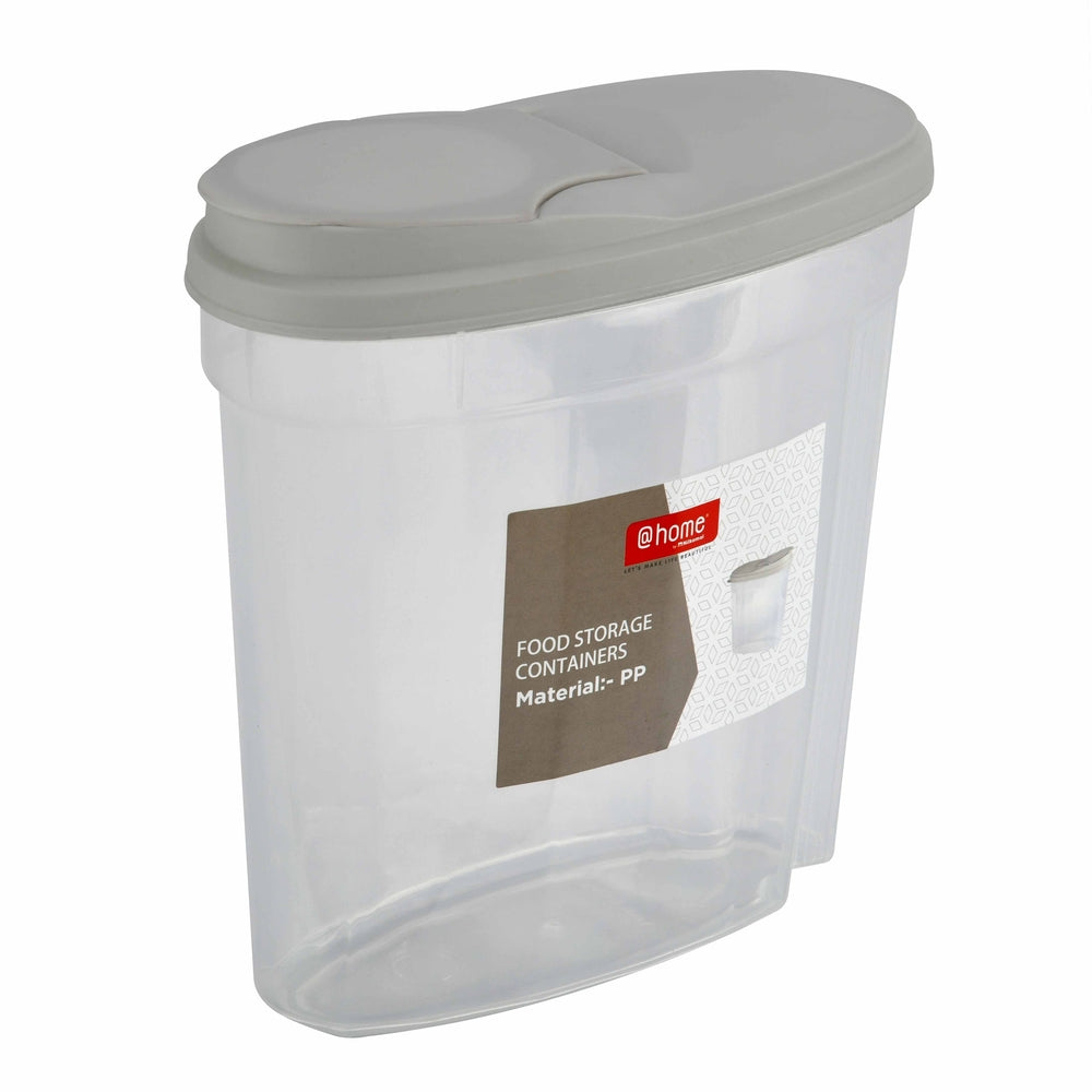 Polypropylene Kitchen Grocery Storage Container  1.25 L (Transparent & Grey)