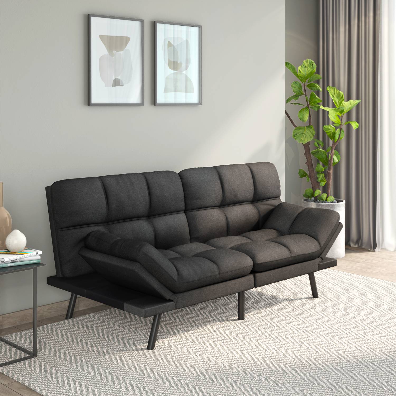 Nilkamal Oberon 3 Seater Futon Sofa Cum Bed (Dark Grey)