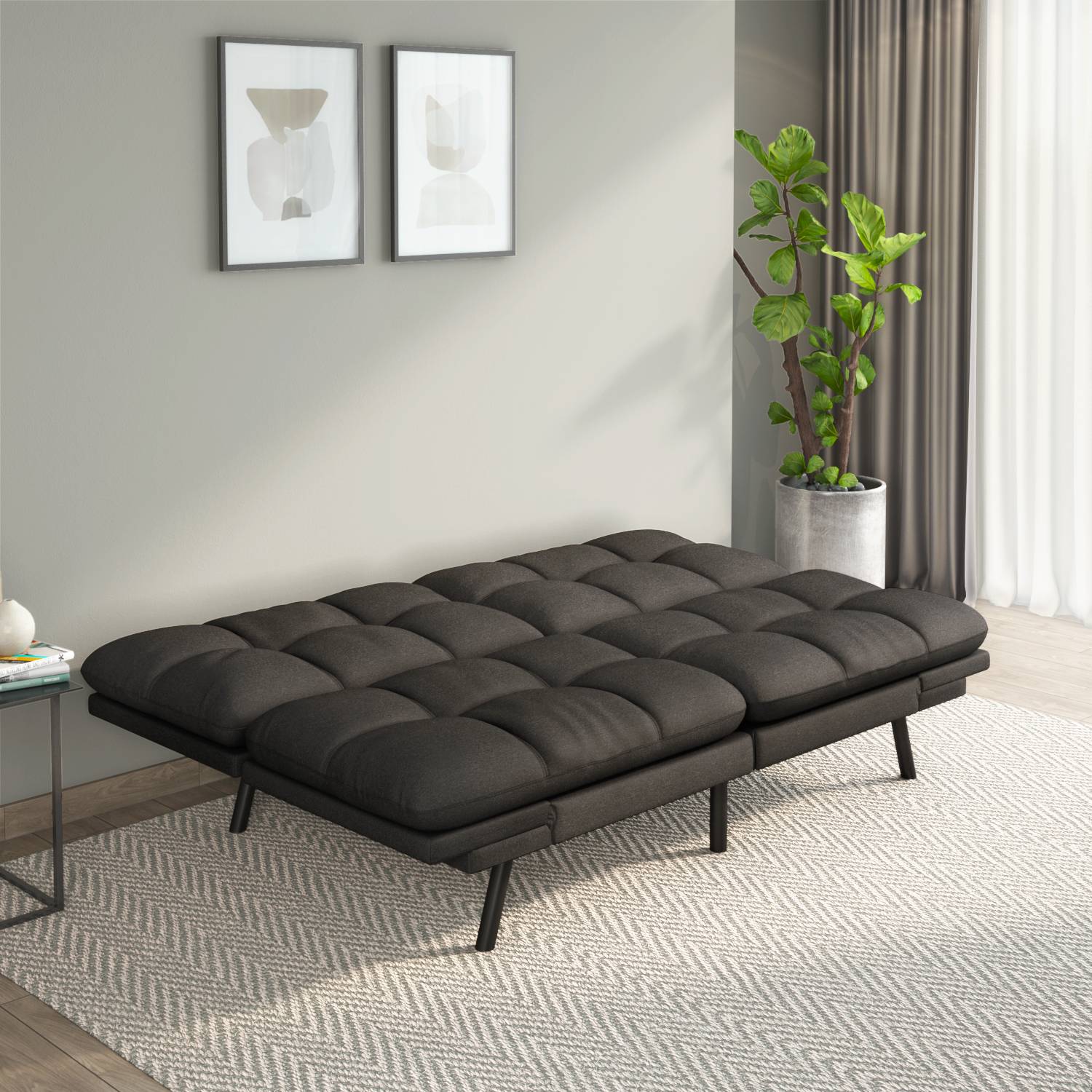 Nilkamal Oberon 3 Seater Futon Sofa Cum Bed (Dark Grey)