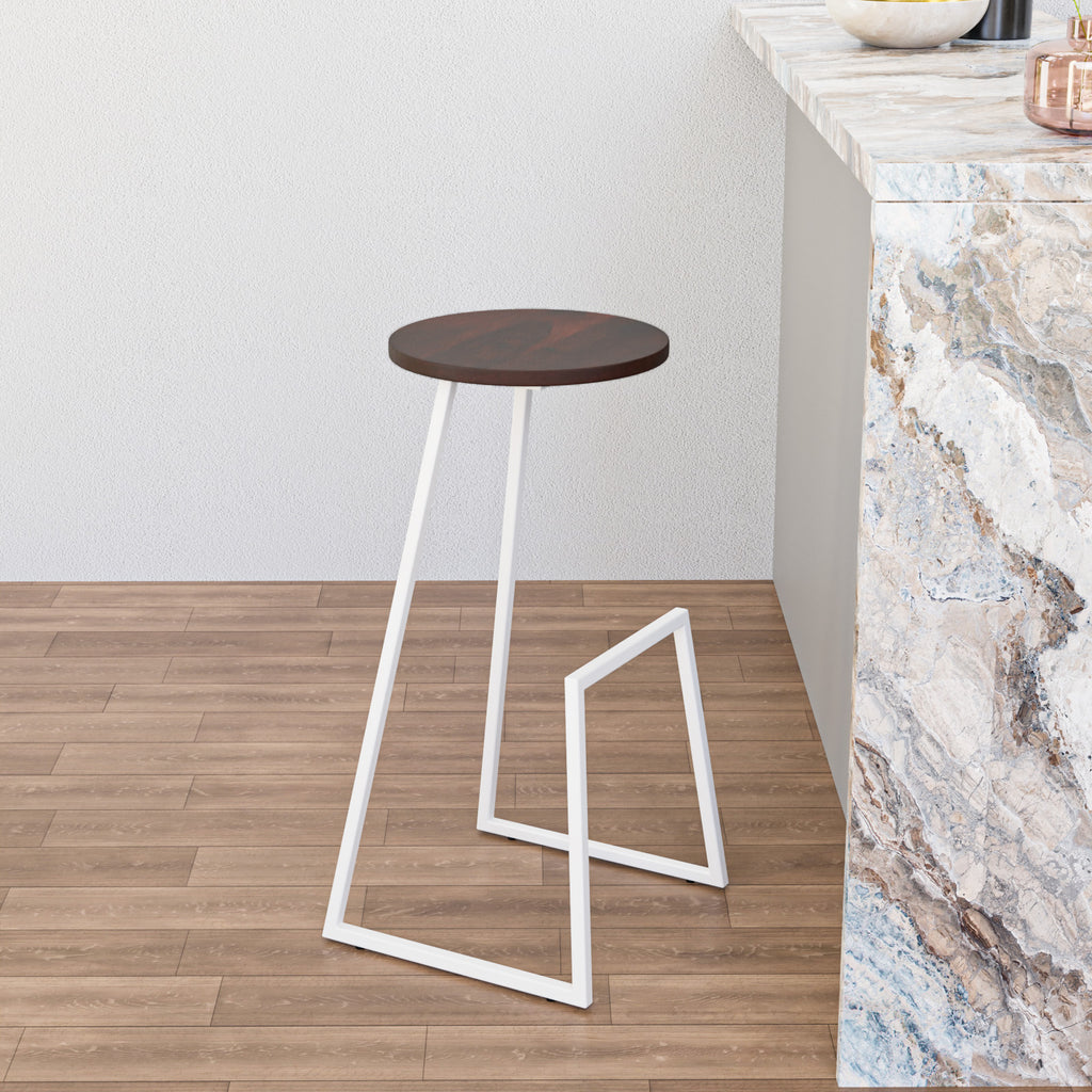 Oval Solid Wood Bar Stool in (Country Light & White)