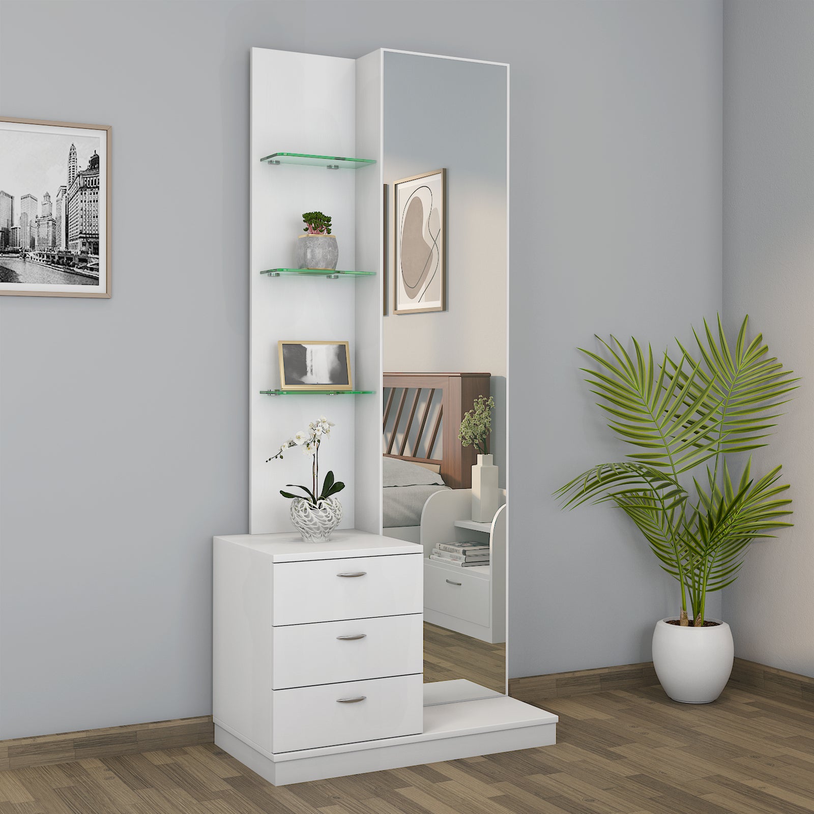 Prime Engineered Wood Dresser With Mirror Frosty White  Nilkamal Athome  home