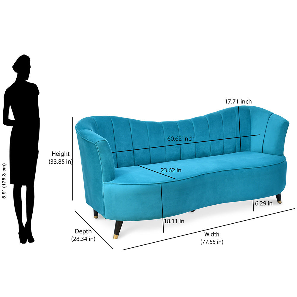 Riverside 3 Seater Fabric Sofa (Blue)