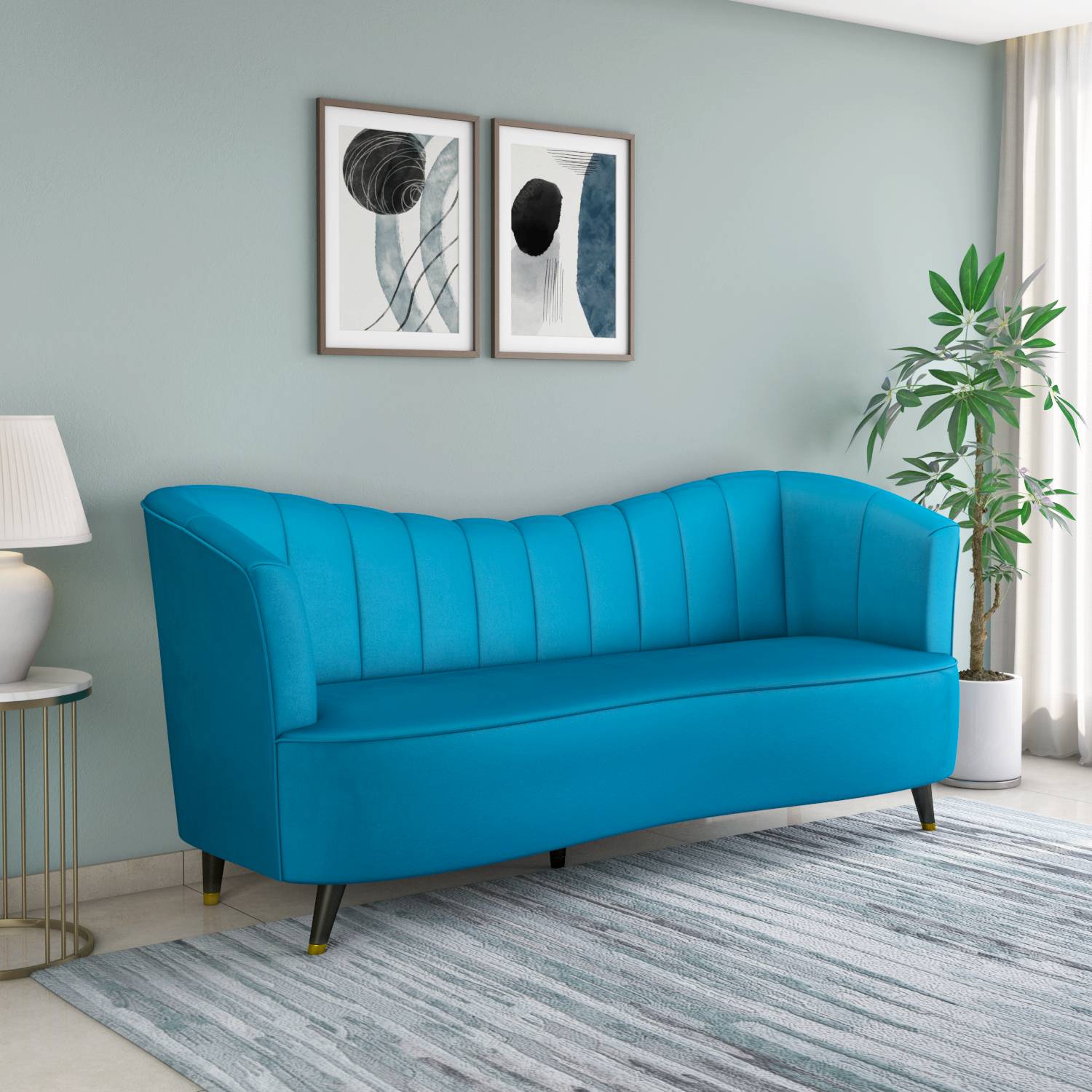 Riverside 3 Seater Fabric Sofa (Blue)