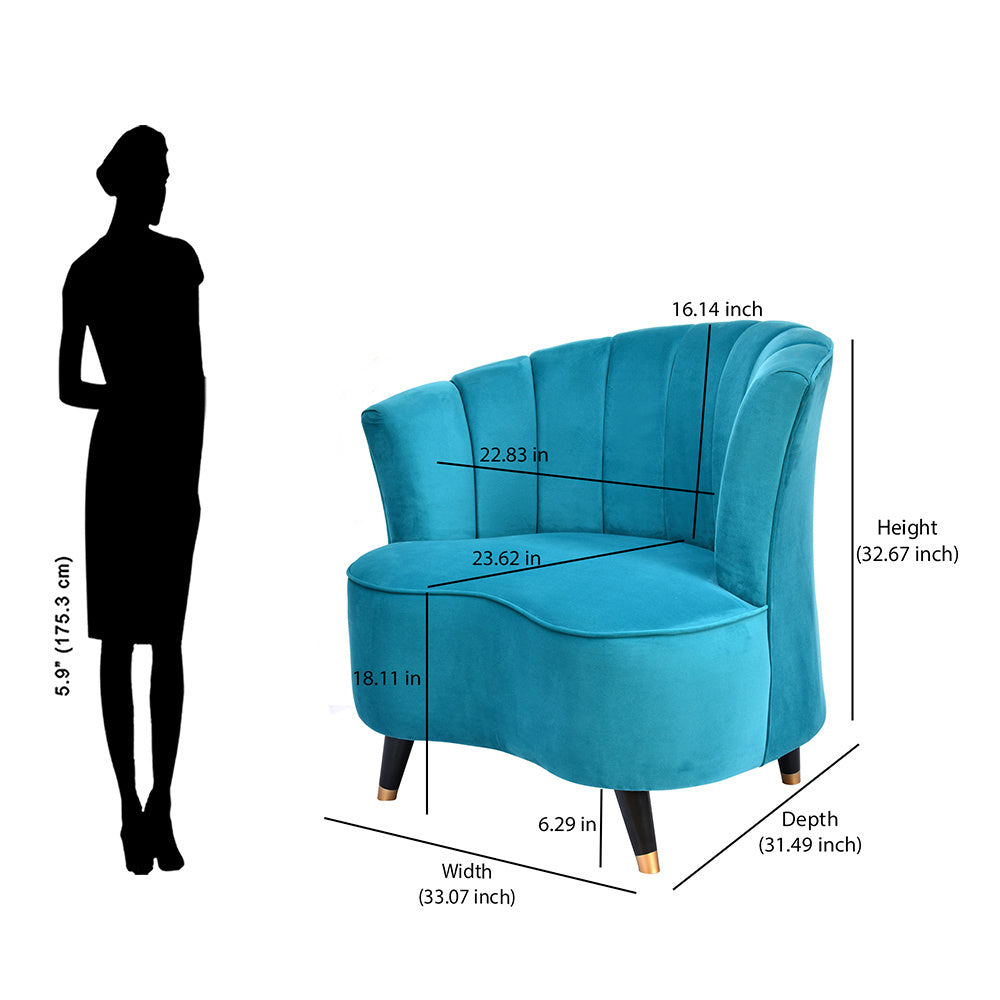 Riverside Fabric Left Arm Chair (Blue)