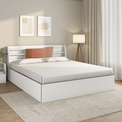 Slew Max Bed with Box Storage (White)