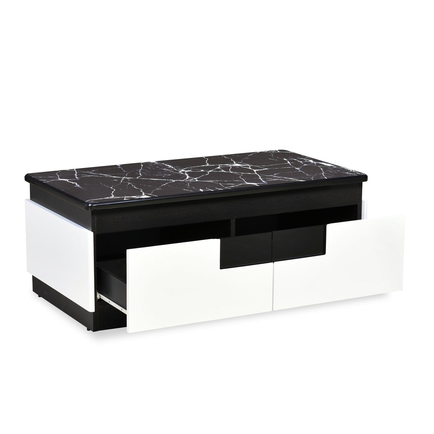 Nilkamal Vegas Marble Top Center Table (Black/White)