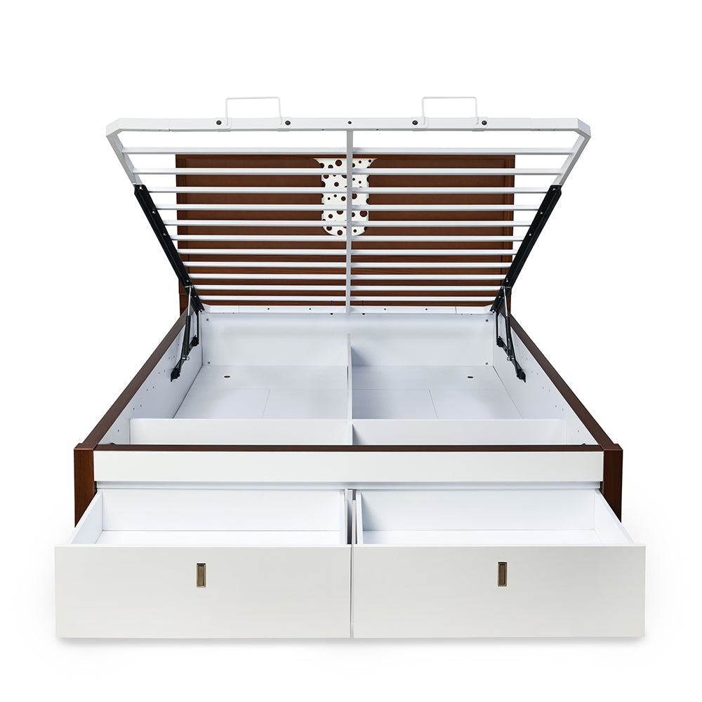 Noir Premier Bed with Full Hydraulic Storage (White)
