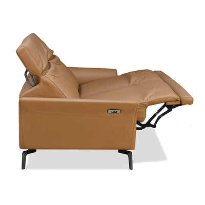 Althea 3 Seater Adjustable Headrest Leather Powered Recliner (Tan Brown)