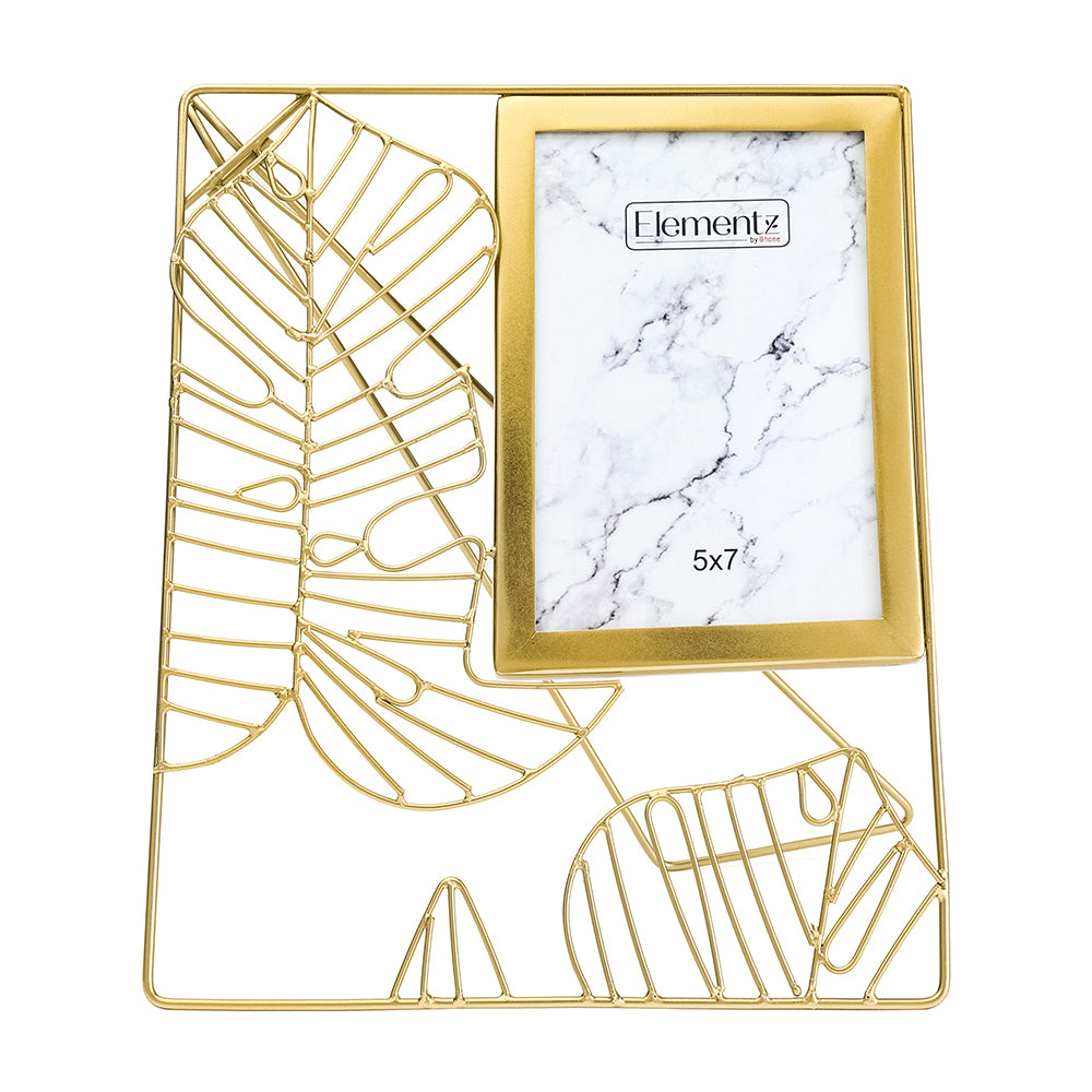 Wire Rectangular Table Photo Frame (Gold, 5 x 7 Inch)