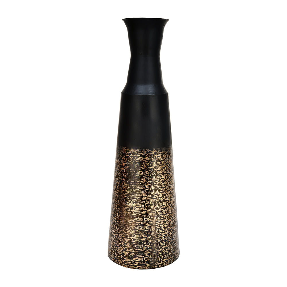 Conical Tall Metal Vase (Gold & Black)