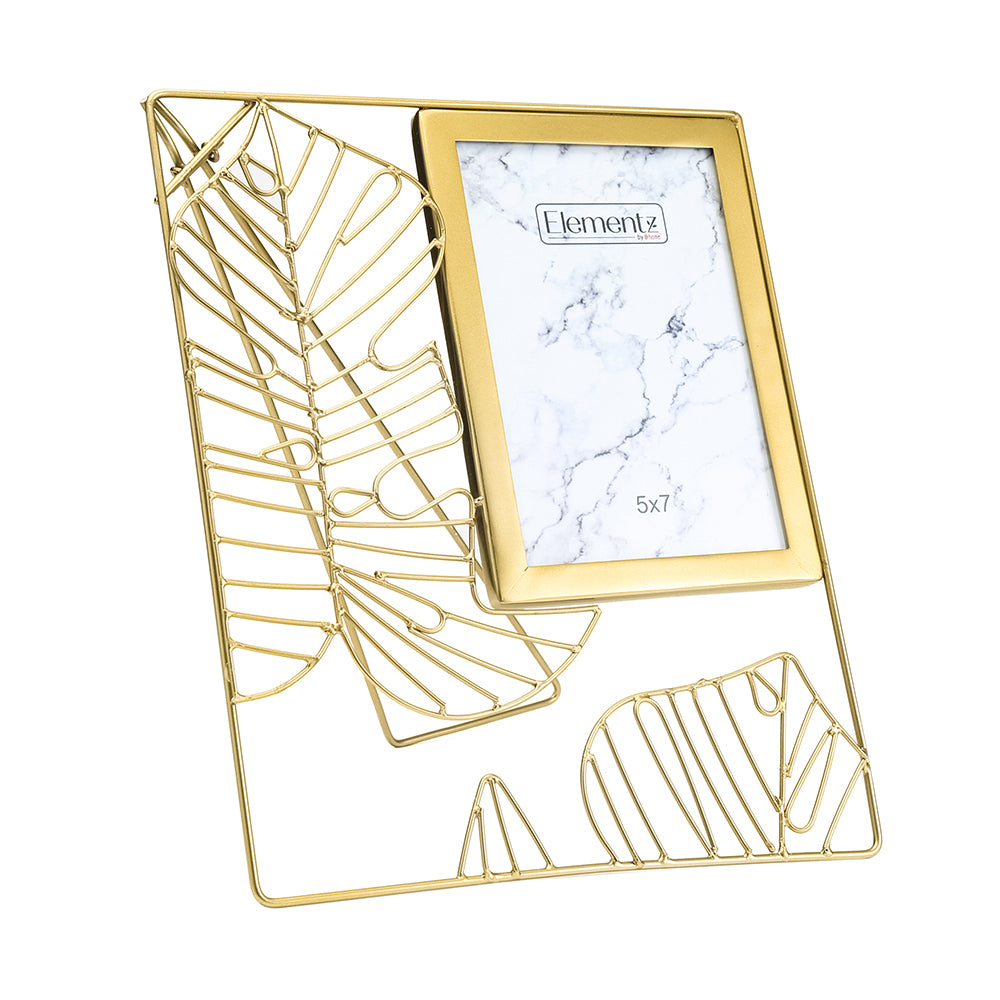 Wire Rectangular Table Photo Frame (Gold, 5 x 7 Inch)