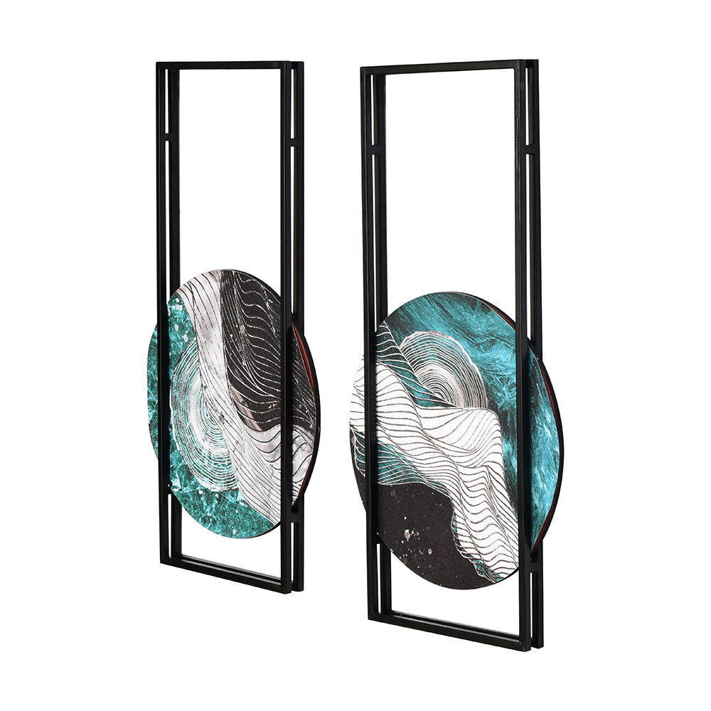 Ripple Painting Set of 2 (Sea Green & Silver)