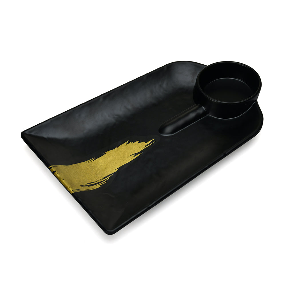 Servewell Gold Brush Spade Platter (Black)