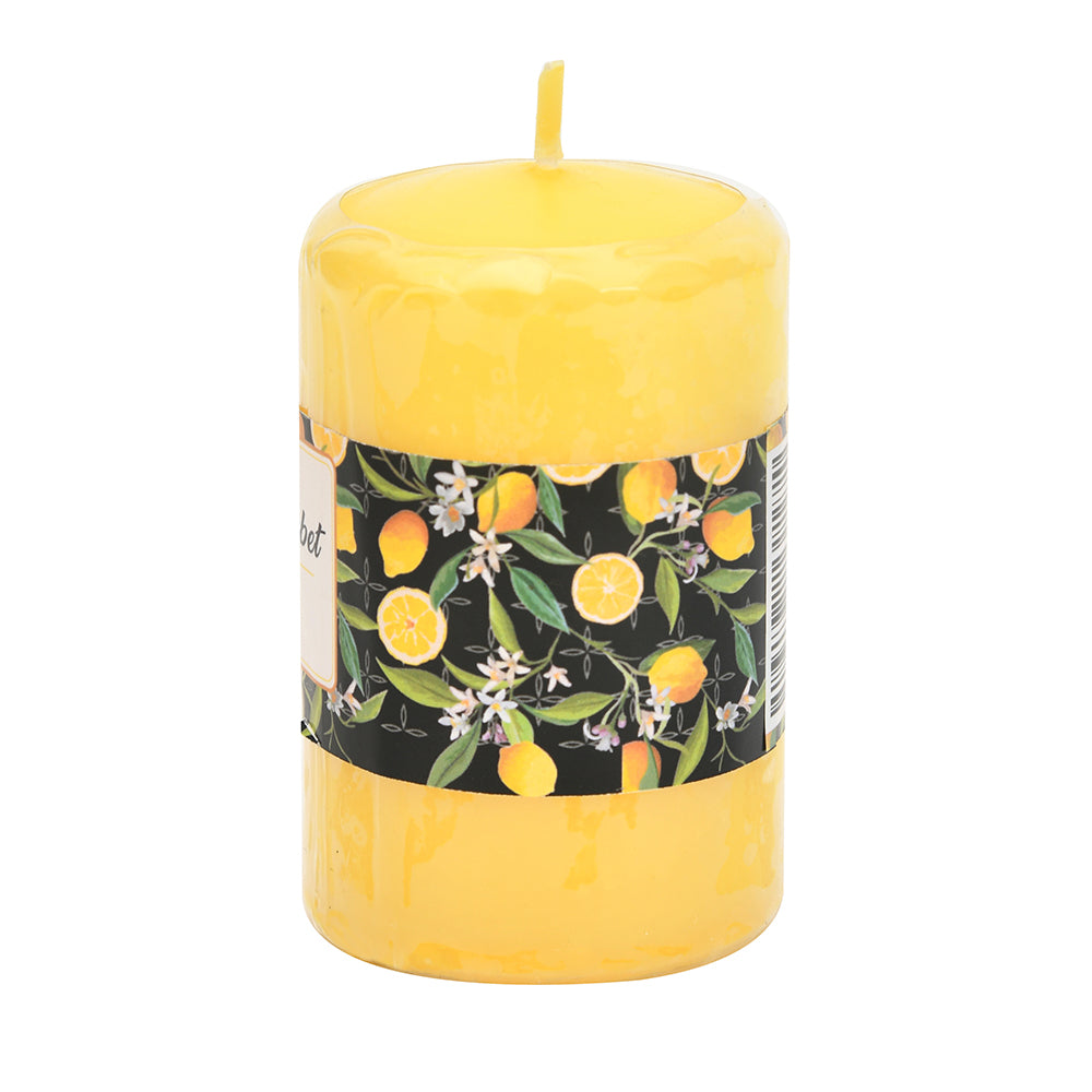 Lemon Sorbet Scented Wax Pillar Candle (8 cm, Yellow)