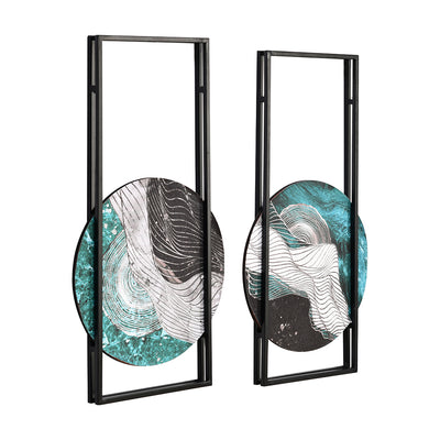 Ripple Painting Set of 2 (Sea Green & Silver)