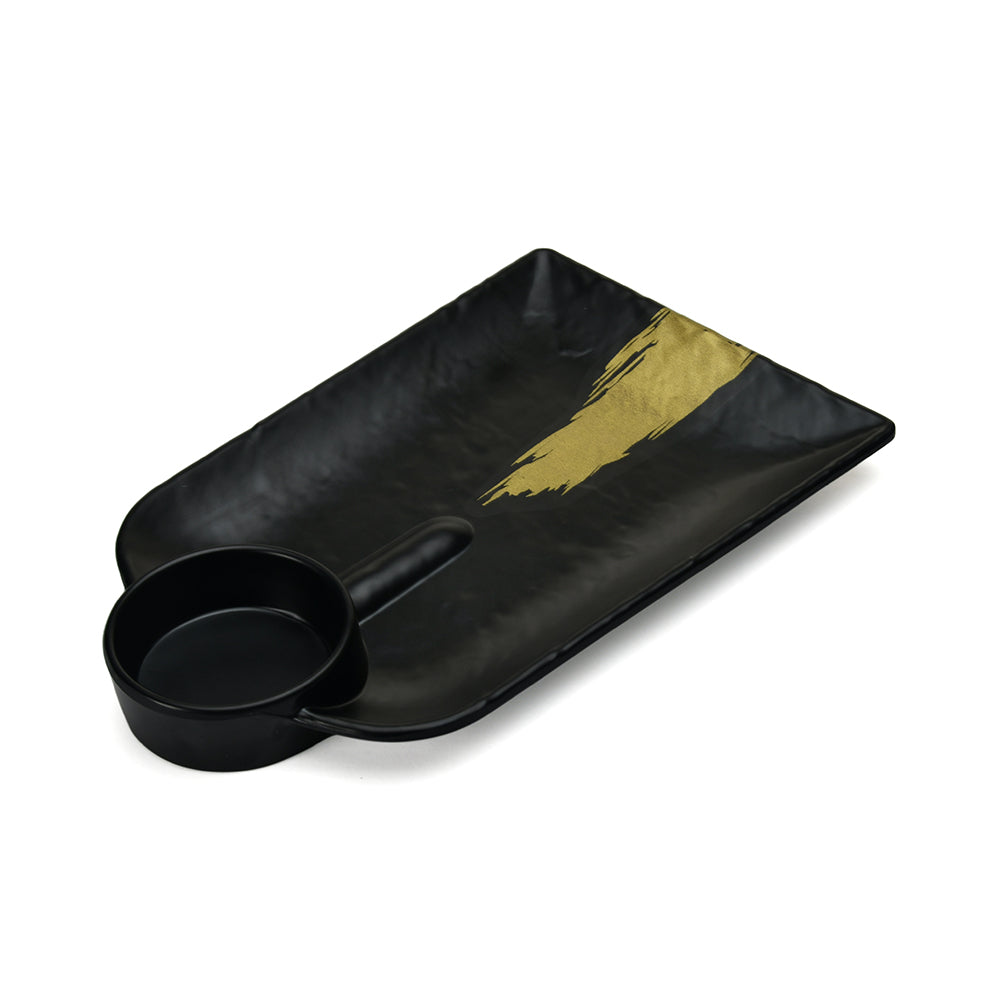 Servewell Gold Brush Spade Platter (Black)