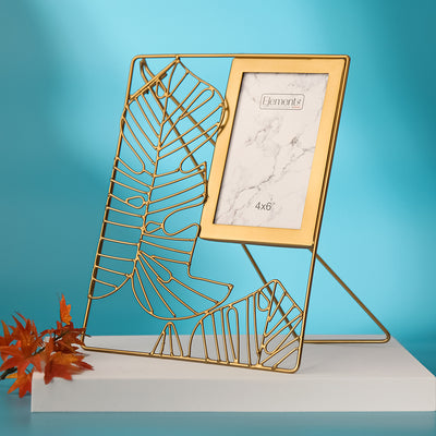Wire Rectangular Table Photo Frame (Gold, 4 x 6 Inch)