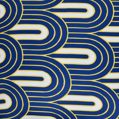 Ariel Metro Retro Satin Fabric 12" x 12" Filled Cushion (Yellow & Navy Blue)