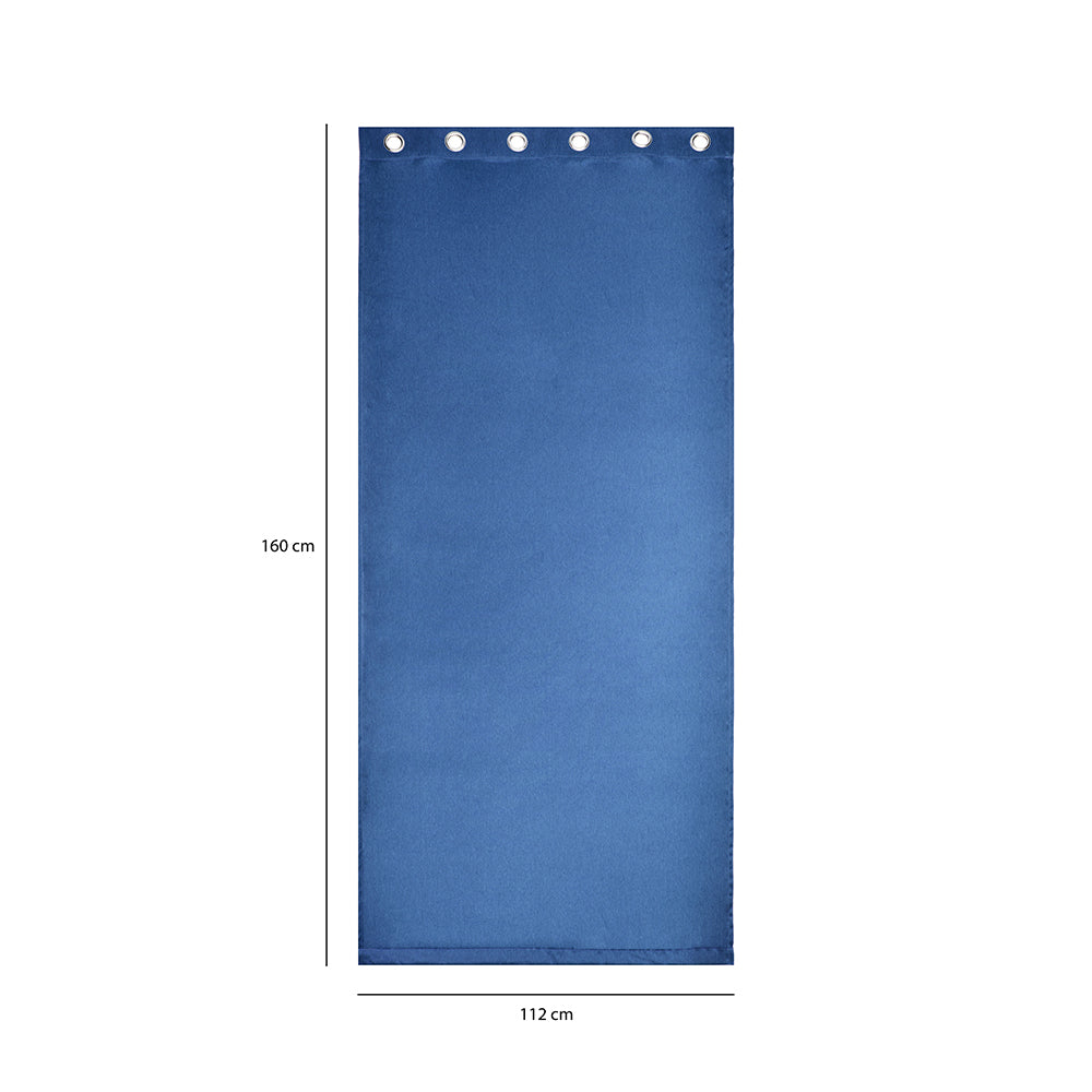 Visto Solid Blackout 5 Ft Polyester Window Curtains Set of 2 (Dark Blue)
