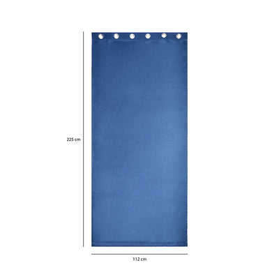 Visto Solid Blackout 7 Ft Polyester Door Curtains Set of 2 (Dark Blue)