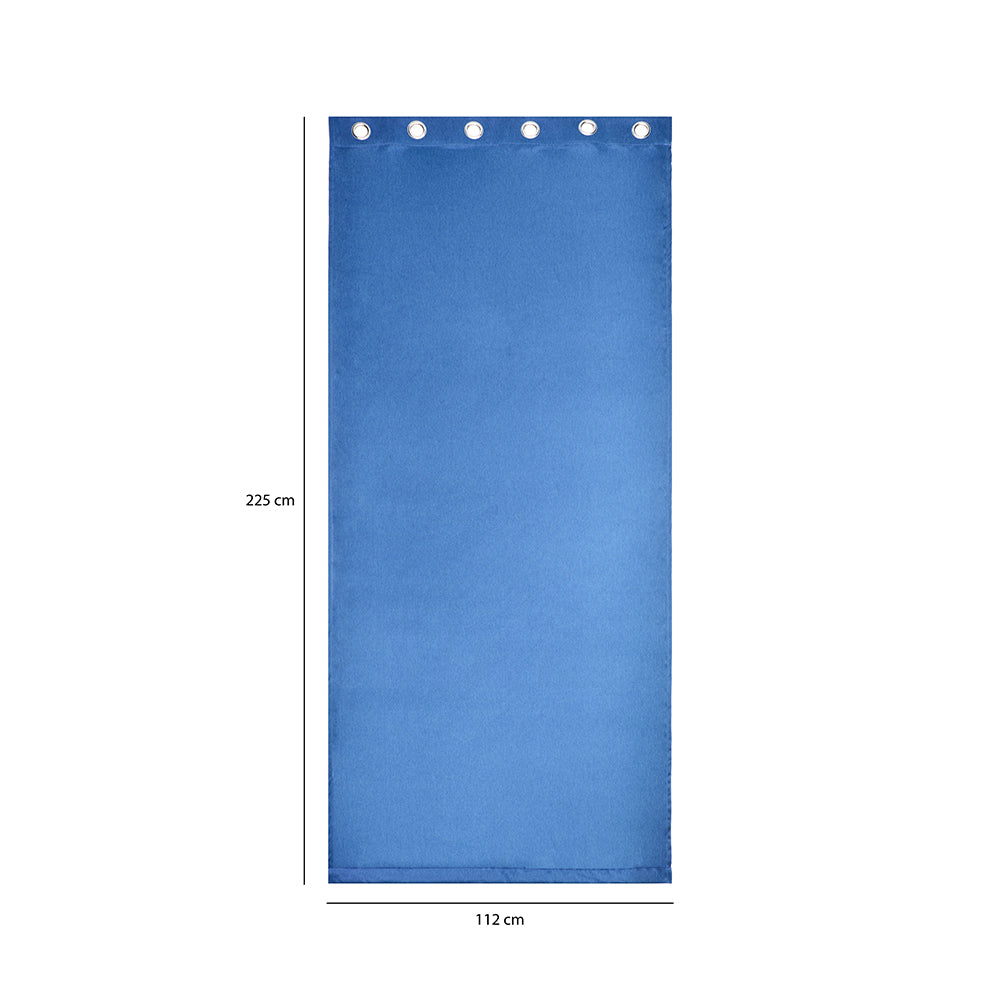 Visto Solid Blackout 7 Ft Polyester Door Curtains Set of 2 (Blue)
