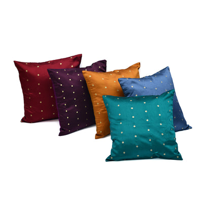 Beverlly Poly Velvet Classique 16" x 16" Cushion Covers Set of 5 (Multicolor)