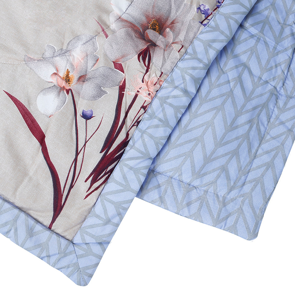 Ammara Floral Polycotton Double Comforter (Beige)