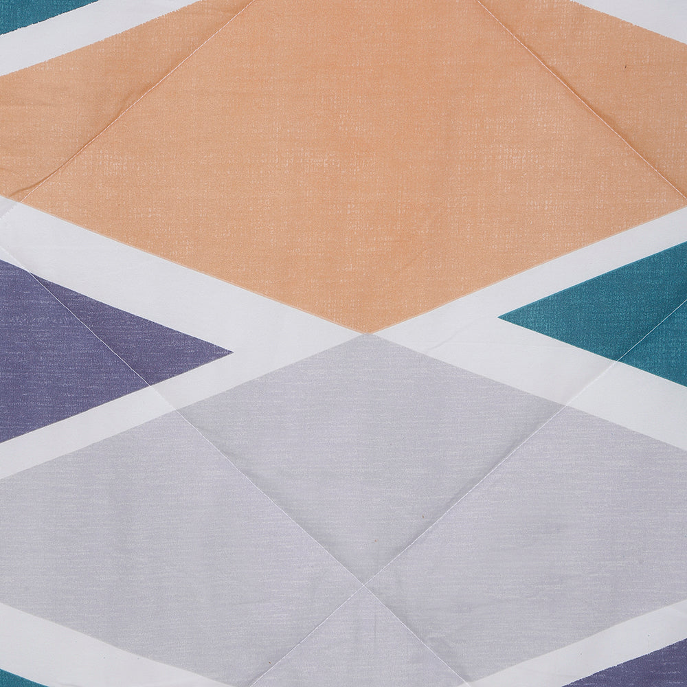 Ammara Geometric Polycotton Double Comforter (Grey & Beige)
