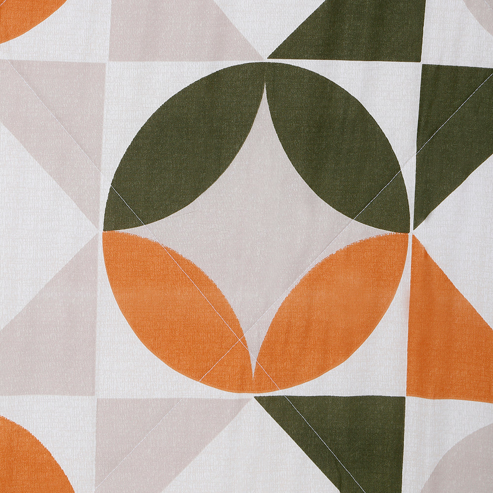 Ammara Geometric Polycotton Single Comforter (Grey & Green)