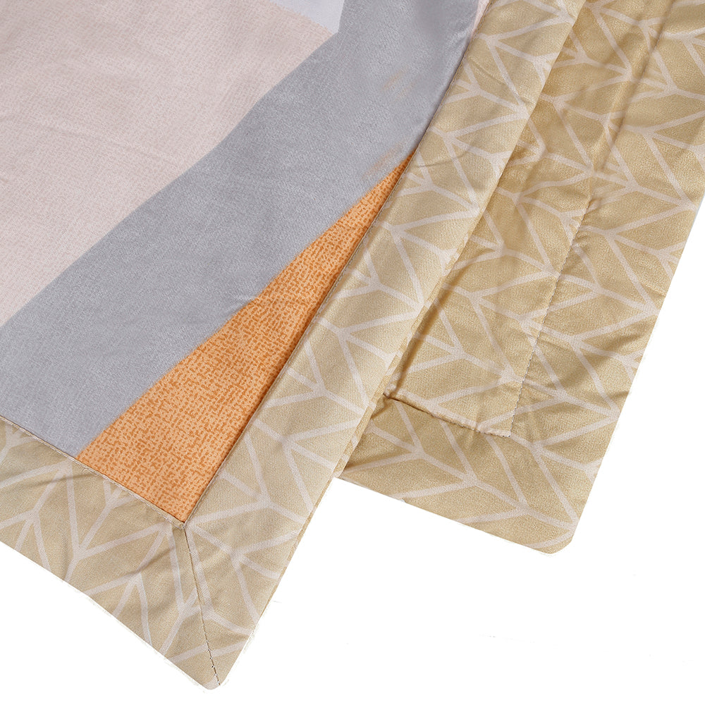 Ammara Geometric Polycotton Double Comforter (Grey & Brown)