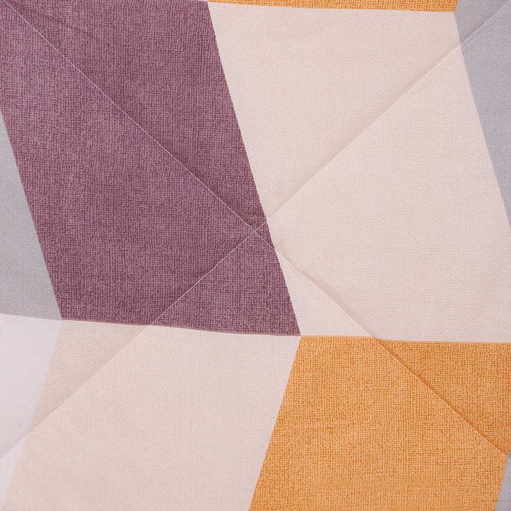 Ammara Geometric Polycotton Double Comforter (Grey & Brown)