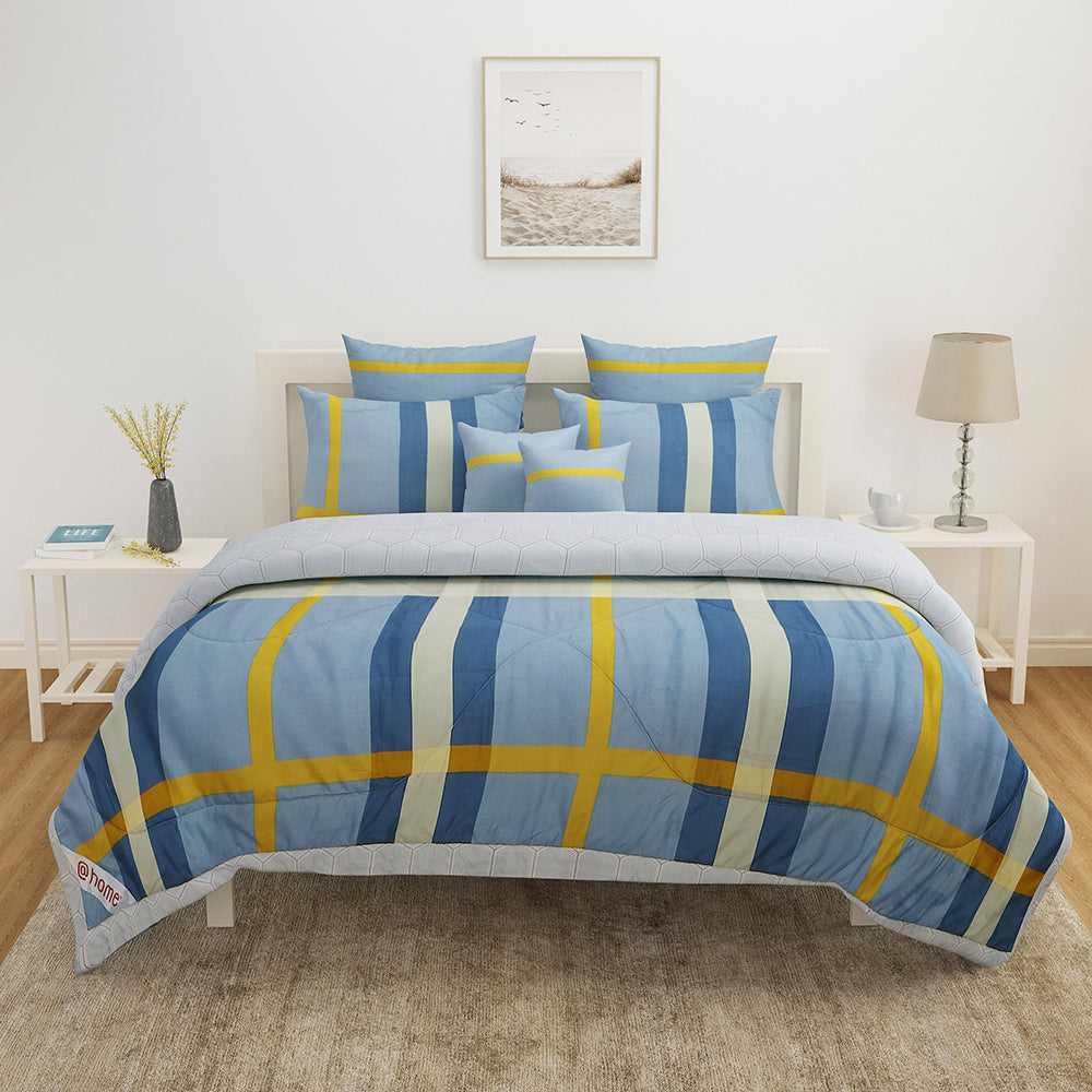 Ammara Stripe Polycotton Single Comforter (Blue)
