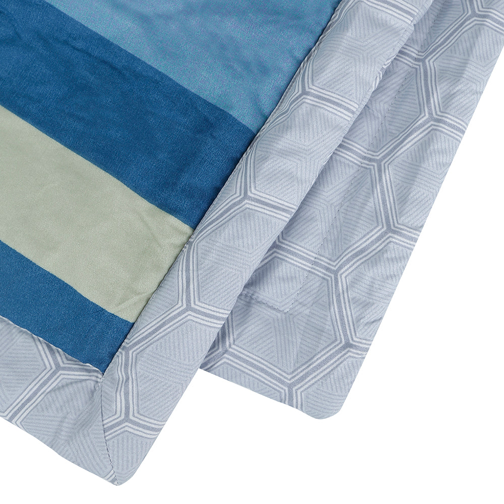Ammara Stripe Polycotton Single Comforter (Blue)