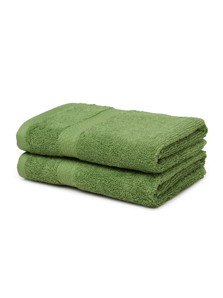 Spaces Colorfas 480 GSM Cotton Hand Towel Set Of 2 Pieces Hand Towels (Green)