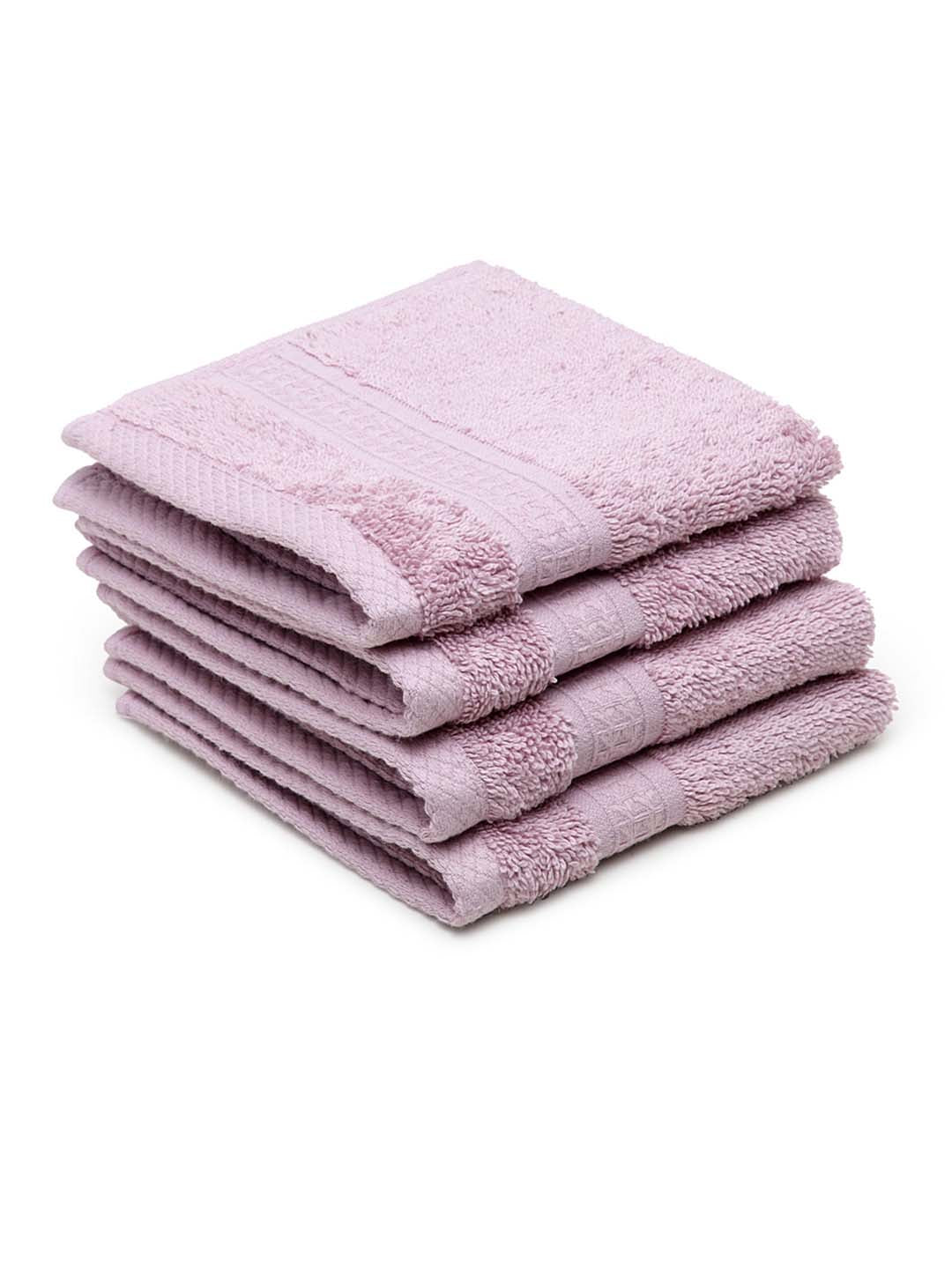 Spaces Organic 4 Pieces Face Towels (Purple)