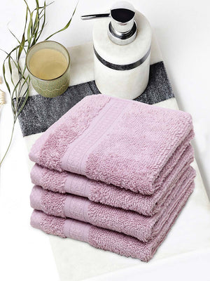Spaces Organic 4 Pieces Face Towels (Purple)