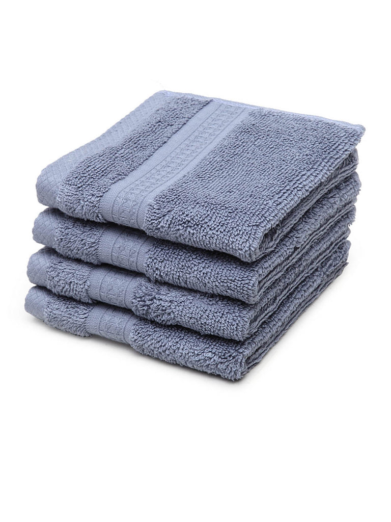 Spaces Organic 4 Pieces Face Towels (Blue)