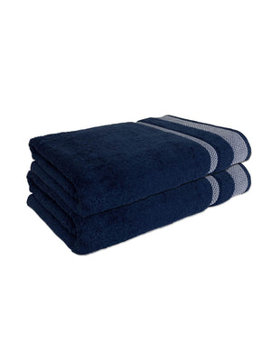 Spaces Hygro Solid Large 600 GSM 2 Pieces Hand Towels (Blue)