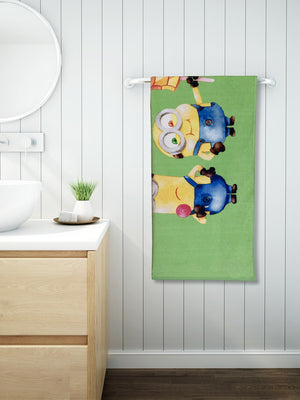 Spaces Kids 380 GSM Minions Large Bath Towel (Green)