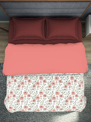 Spaces Esential 144 TC 100% Cotton Double Bed Quilt (Pink)