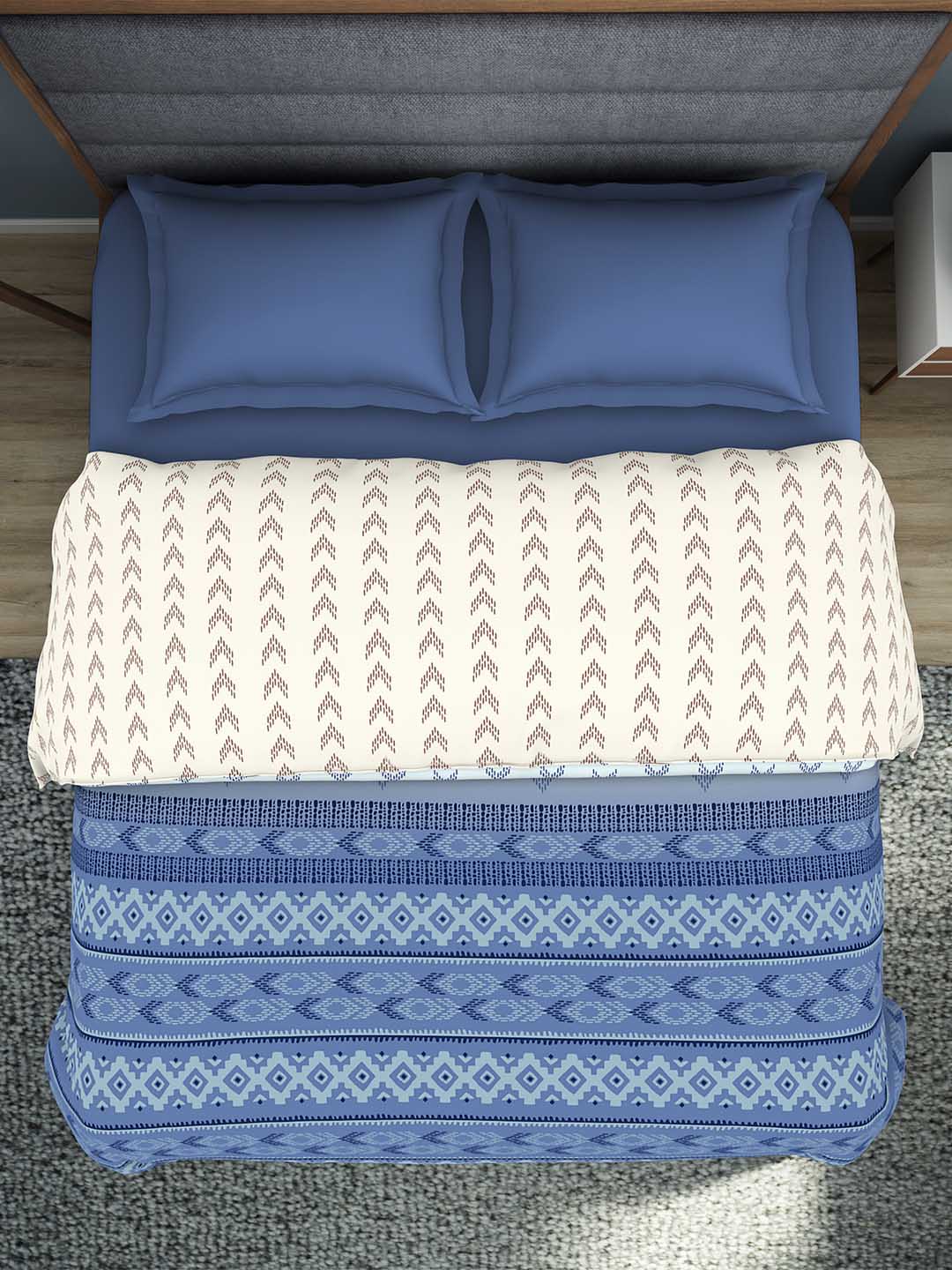 Spaces Esential 144 TC 100% Cotton Double Bed Quilt (Brown)