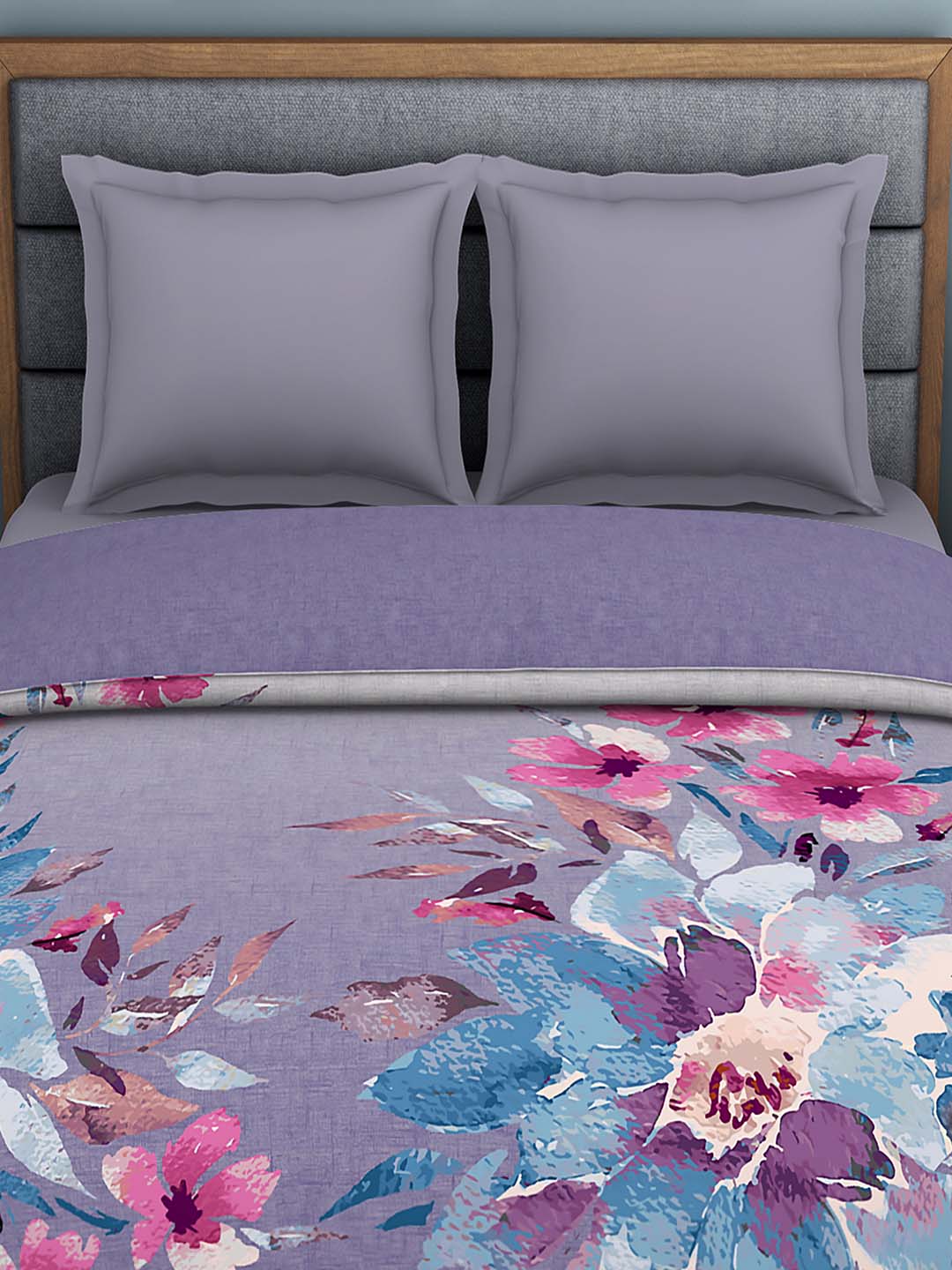 Spaces 180 TC 100% Organic Cotton Double Bed Quilt (Purple)