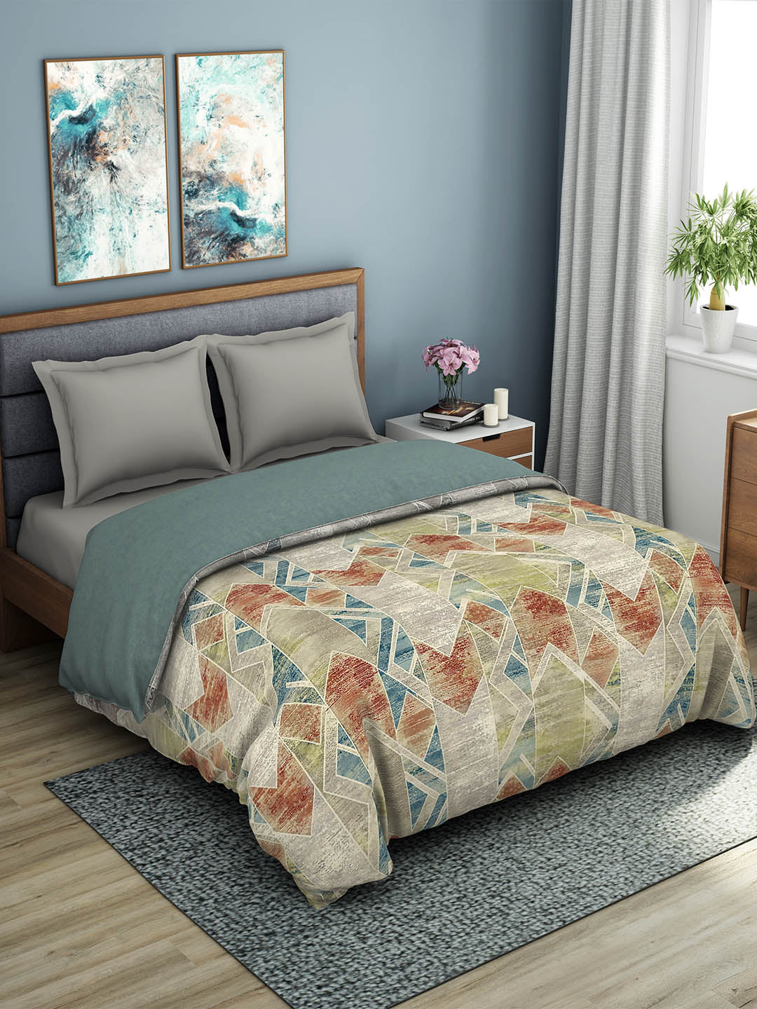 Spaces 180 TC 100% Organic Cotton Double Bed Quilt (Grey)