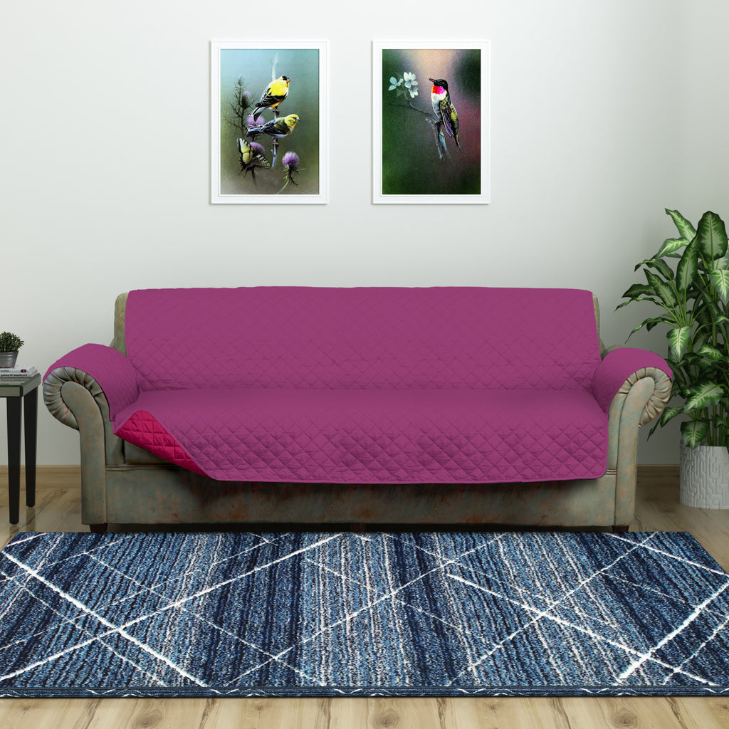 3 Seater Reversible Sofa Cover 179 cm x 279 cm (Lavender & Fushcia)