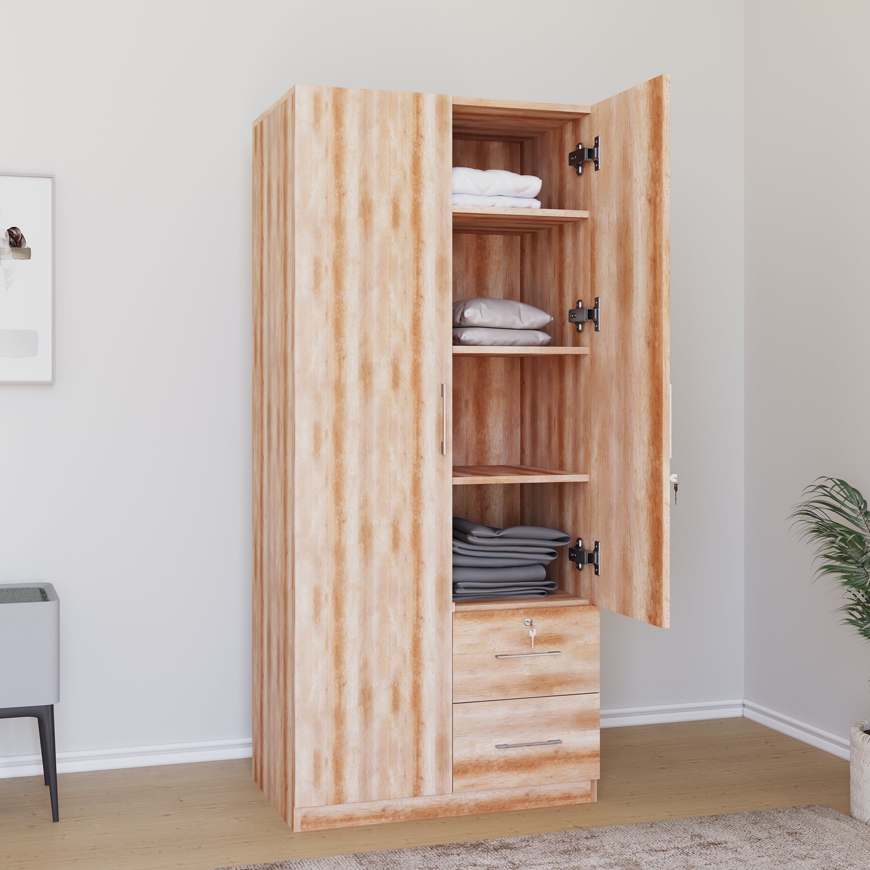 Jupiter Engineered Wood 2 Door Wardrobe (Canyon Oak)
