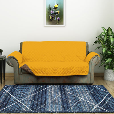 2 Seater Reversible Sofa Cover 179 cm x 223 cm (Mustard & Brown)